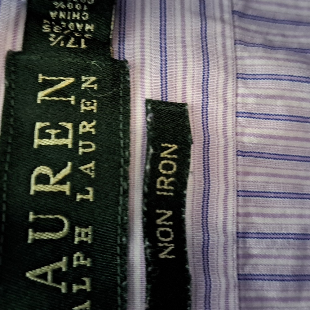 Ralph Lauren Men's Lavender Striped Shirt 17.5 - Picture 5 of 6